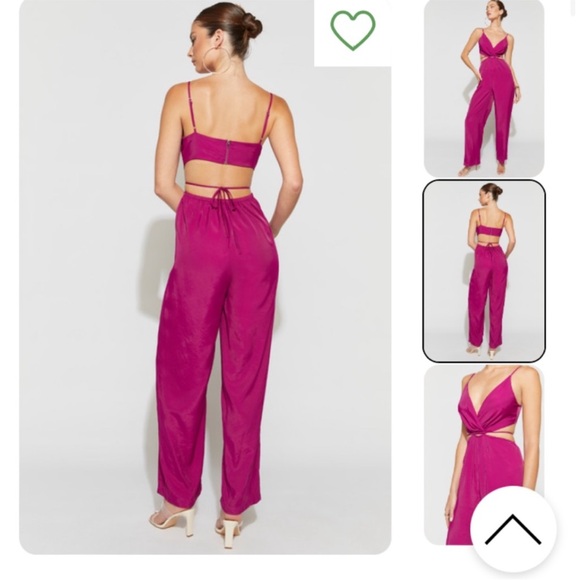 Francesca's Collections Fuchsia Twist Cutout Wide-Leg Jumpsuit - Picture 2 of 7